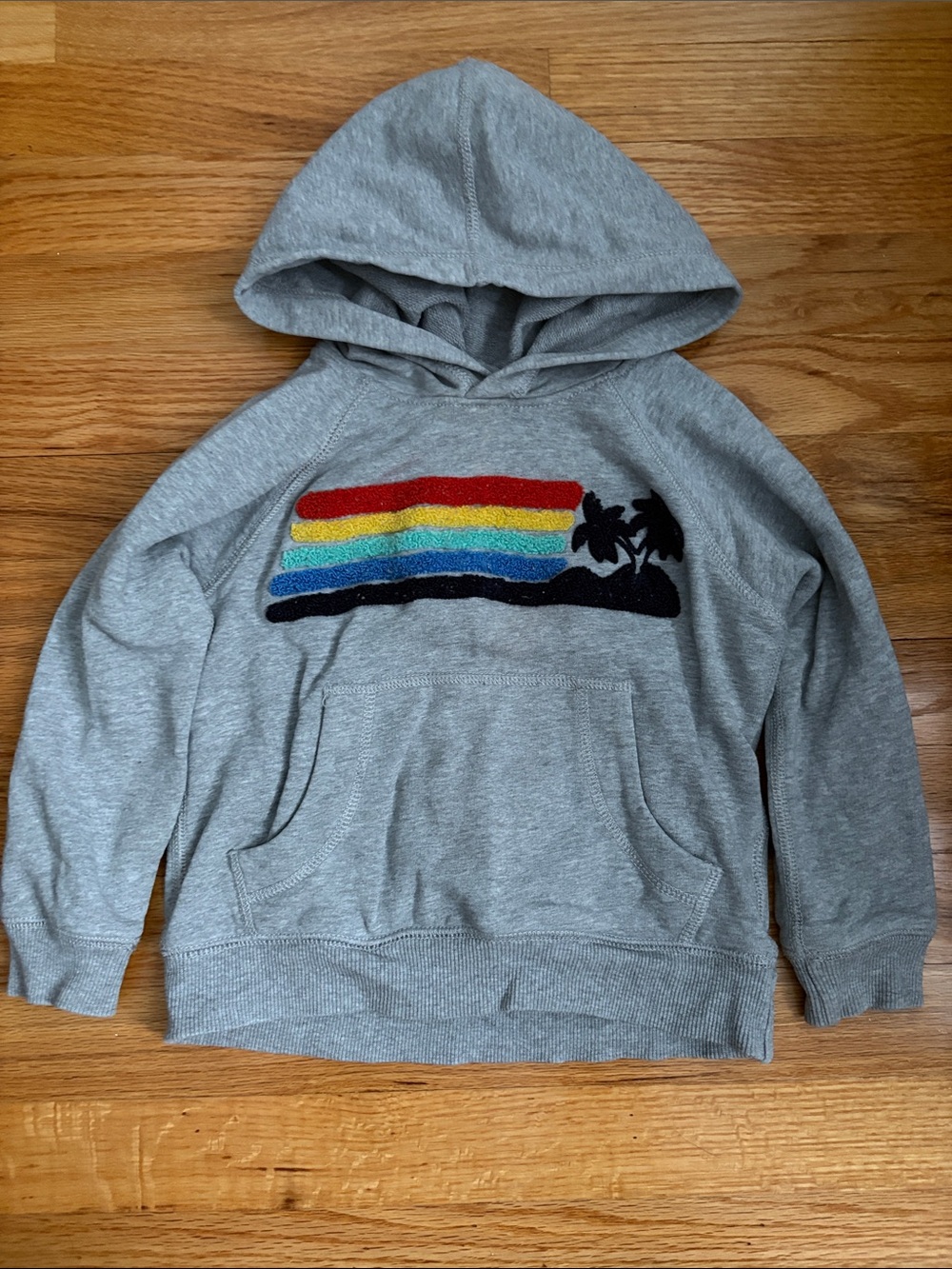 Hanna Andersson Hoodie Rainbow Stripe Beach Surf Island Patch